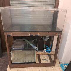 【購入済み】1200中古アクリルオーバーフロー水槽セット１面ブラック(底)