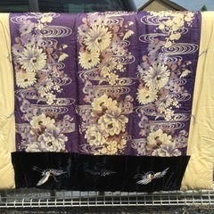 引渡済　中古　綿布団　セット　紫花柄