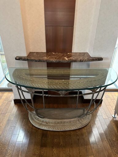 豪華　アンティーク家具　サイドテーブル　飾り台　ガラス