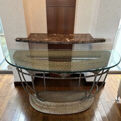 豪華　アンティーク家具　サイドテーブル　飾り台　ガラス