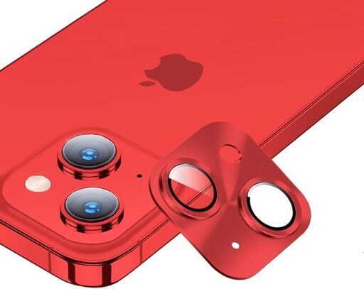 iPhone14 Plus RED 128GB 透明スマホケース、ガラスフィルム貼り付け