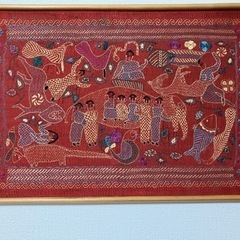 バングラディシュのノクシタン刺繍　ネパール太鼓付
