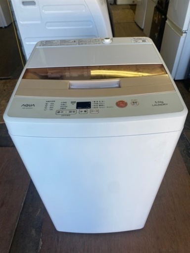 福岡市内配送設置無料　AQW-BK50E-W 全自動洗濯機 ホワイト [洗濯5.0kg /乾燥機能無 /上開き]