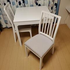 【10/2処分】 IKEA ダイニングテーブル 伸張式 椅子 テ...
