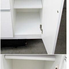 松田家具 食器棚 キッチンボード 幅140㎝ 1410エミリアレンジL-HA