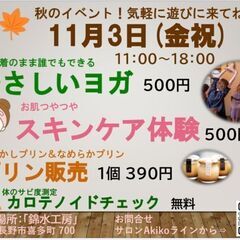 【11/3(祝)】秋のイベント500円ヨガ＆スキンケアやります！