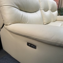 両電動 リクライニング ソファ ヤマダオリジナル 3人掛 本革 ホワイト 取扱説明書付 YES140001