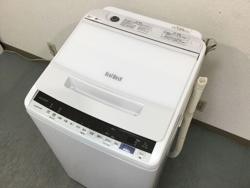 （11/25受渡済）YJT7547【HITACHI/日立 7.0㎏洗濯機】2019年製 BW-V70E 家電 洗濯 全自動洗濯機 簡易乾燥付