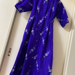 アンティーク着物リメイク　正絹　渋い紫　ドレスロングワンピース