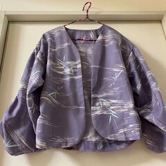 着物リメイク　絽ボレロ　薄紫　カーディガン　透け感のある涼しい