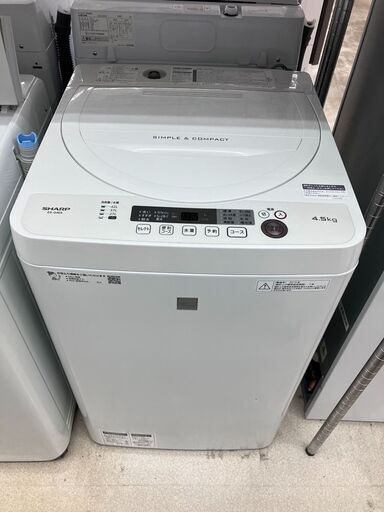 オススメ品SHARP 4.5kg洗濯機 シャープES-G4E6 2019年式249