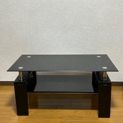 ローテーブル(ブラックガラス＋ブラック脚)