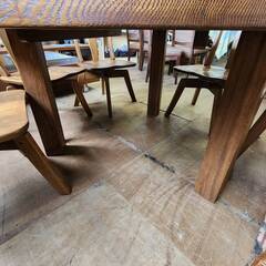 【愛品倶楽部柏店】飛騨清見工房 回転チェア円卓ダイニング7点セット 