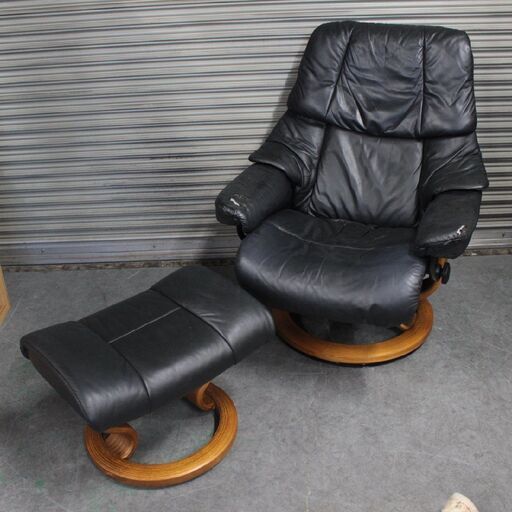 T433) EKORNES エコーネス Reno レノ Mサイズ 本革 ストレスレスチェア クラシックオットマン リクライニング 椅子 オットマン レザー