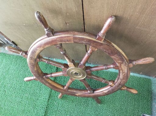 【4】舵輪 直径約97cm インテリア 置物 かじ 装飾品 木製 船
