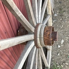 大八車 鉄枠車輪一対 直径97㌢ アンティーク レトロ ガーデニング オブジェ