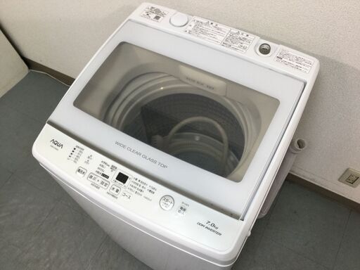 (11/5受渡済)JT7460【AQUA/アクア 7.0㎏洗濯機】美品 2022年製 AQW-V7M 家電 洗濯 全自動洗濯機 簡易乾燥付