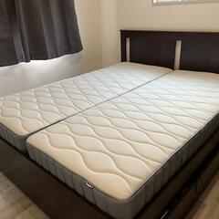 IKEA クイーンベッド 引き出し付き  マットレス マットレストッパー付き
