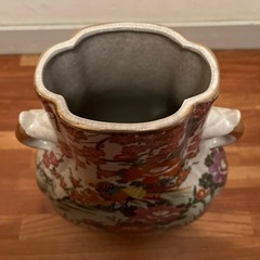 薩摩 花鳥図 耳付 花瓶