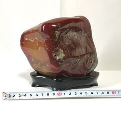 赤玉石/新潟佐渡/2.9kg/朱色/磨き/パワ―ストーン/原石/台座付き