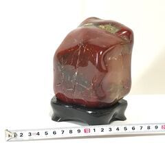 赤玉石/新潟佐渡/2.9kg/朱色/磨き/パワ―ストーン/原石/台座付き
