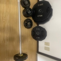 パワーラック【フラットベンチ、重さ合計115k、バー2本】