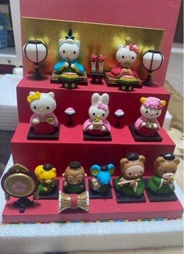 ハローキティ◇ひな壇飾り◇ポリレジン 陶器 ジオラマ 五人囃子 ◇2001年◇