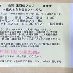 【10/8(日)】長岡 米百俵フェス チケット おとな 1枚【子...