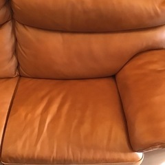 IDC大塚家具 3Pレザーソファ 総本革 ブラウン