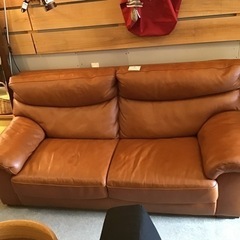 IDC大塚家具 3Pレザーソファ 総本革 ブラウン