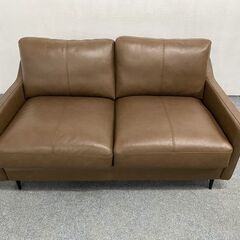 ニトリ/NITORI 2人用本革ソファ ボルトン ダブルステッチデザイン クッション式 取り外しOK 中古 店頭引取歓迎 R7561