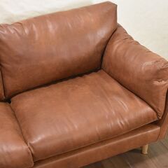 【ジモ取引終了12/9】≪yt901ジ≫ 関家具 2.5人掛けソファ LIIKE/リーケ ブラウン系 幅182cm 合成皮革 NWLH/ノーウェアライクホーム/大川 50918-06