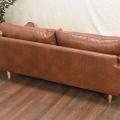 【ジモ取引終了12/9】≪yt901ジ≫ 関家具 2.5人掛けソファ LIIKE/リーケ ブラウン系 幅182cm 合成皮革 NWLH/ノーウェアライクホーム/大川 50918-06