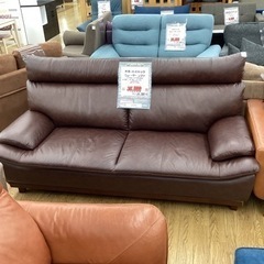 KJ-5【新入荷　リサイクル品】本革/ハイバック　3シーターソファ　ブラウン