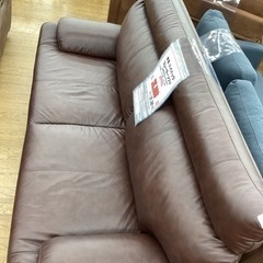 KJ-5【新入荷　リサイクル品】本革/ハイバック　3シーターソファ　ブラウン