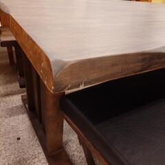 値下げしました！【4人掛けダイニングセット】4人掛けダイニングセット 大川家具 食卓テーブルセット ダイニングベンチ 和風家具:ダークブラウン 