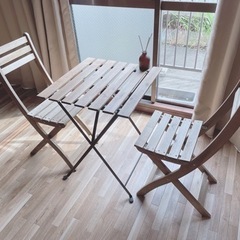 IKEA 屋外用ウッドテーブル　チェアセット
