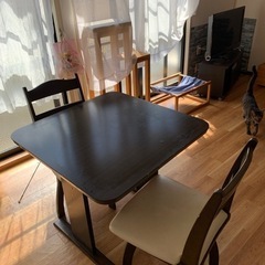 ニトリかIKEAで買ったテーブルです。