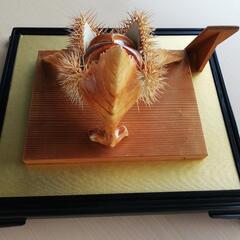 陶器の置物、珍しい栗の細工。