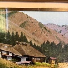 絵画　油絵　佐藤忠彦「山かげの民家」油彩F4号 真作保証 長野県大町市風景