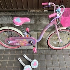 女の子用自転車　18インチ　補助輪付