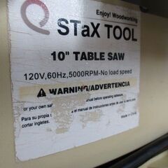 381 テーブルソー スタックスツール 10インチ  120V/60Hz 中古現状品