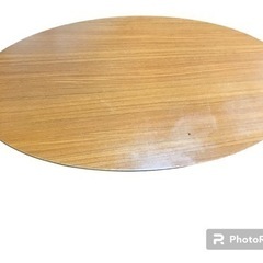 楕円型ローテーブル　中古品　長さ約115cm 木目調