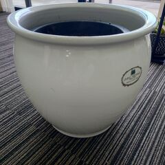 大型の植木鉢　直径40cm　白色陶器