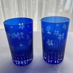 藍 切子 グラス2個セット タンブラー