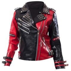 羊革・赤と黒パーティーレザーライダージャケット Sheep Leather Red and Black Jacket19990