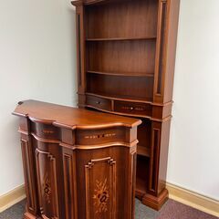 アンティーク調　木製バーカウンター　バー　レストラン　おしゃれカウンター　店舗　シェルフ　収納　棚　テーブル