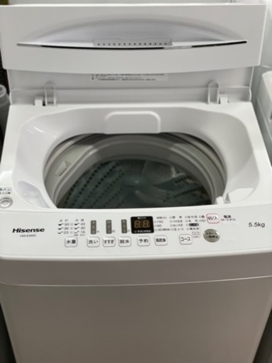 送料・設置込み　洗濯機　5.5kg Hisense 2021年