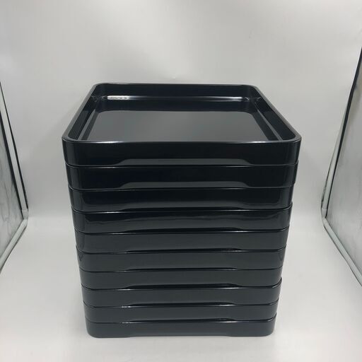 【 炭谷栄三朗 盆 10枚 蝋色 塗本堅地 二度塗り 】 縦36cm 横36cm 高さ4cm 漆器 漆芸 漆塗 お盆 茶道具 和食器 皿 トレー PayPay支払いOK！