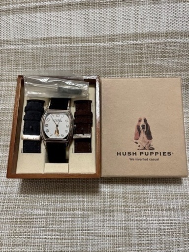 [希少:新品未使用/稼働品]ハッシュパピー HUSH PUPPIES 腕時計/3色ベルト+工具付属/バセットハウンド/ユニセックス